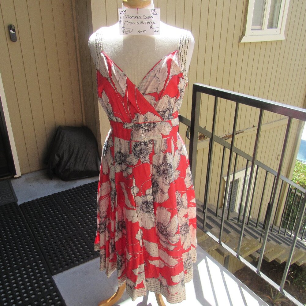#305  NEW WOMEN'S 100% COTTON POPPY PRINT DRESS BY PHASE 8  (SIZE 14US / 18UK)
